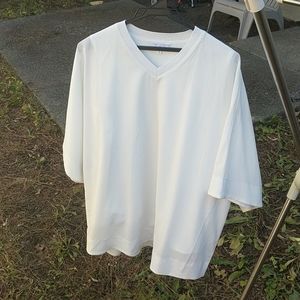Loose Layered White V-neck Dolman Sleeve Top